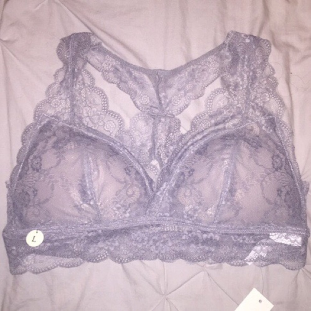 Aeropostale light gray lace racerback bralette